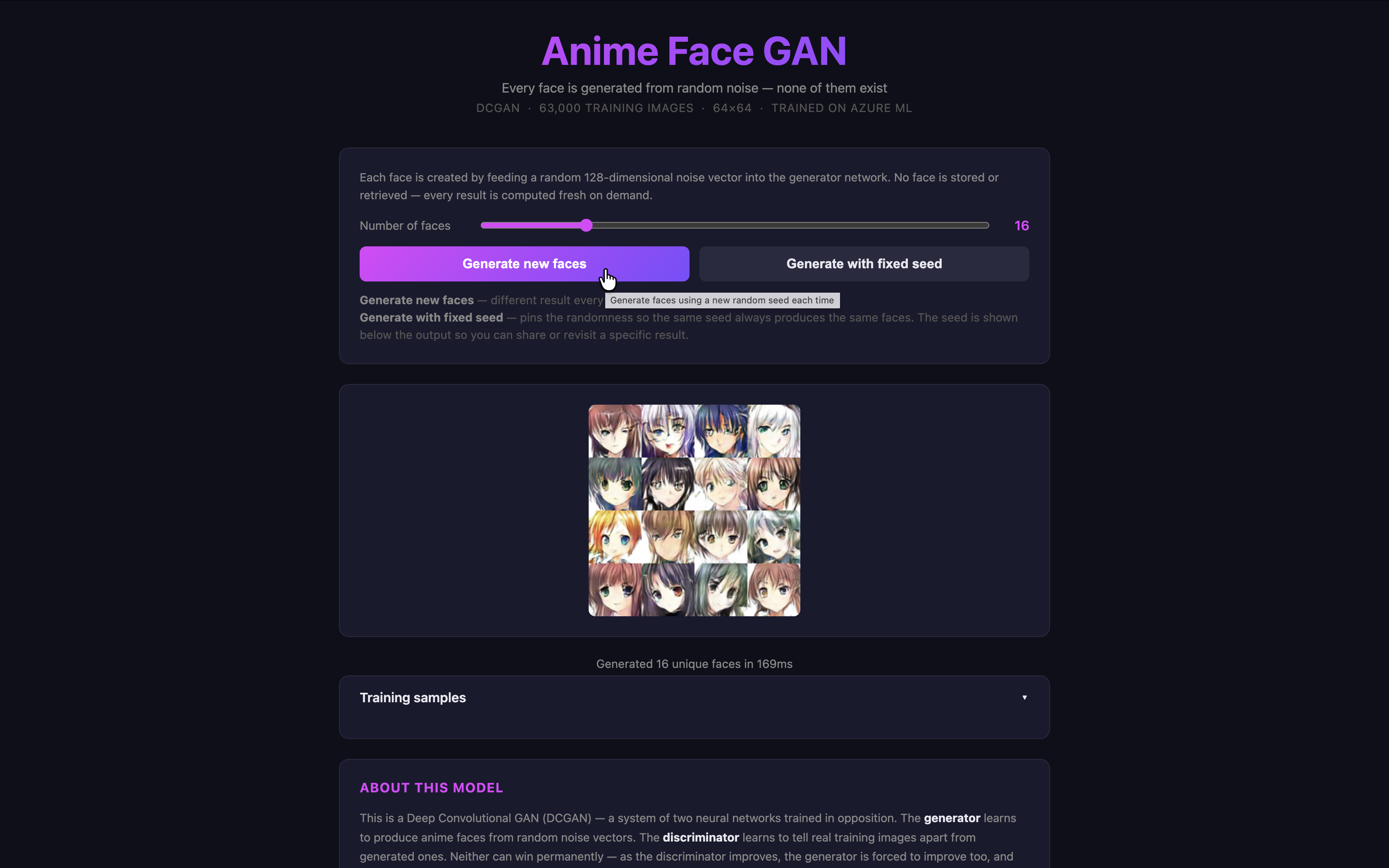 Anime Face GAN — DCGAN on 63,000 Training Images screenshot 1