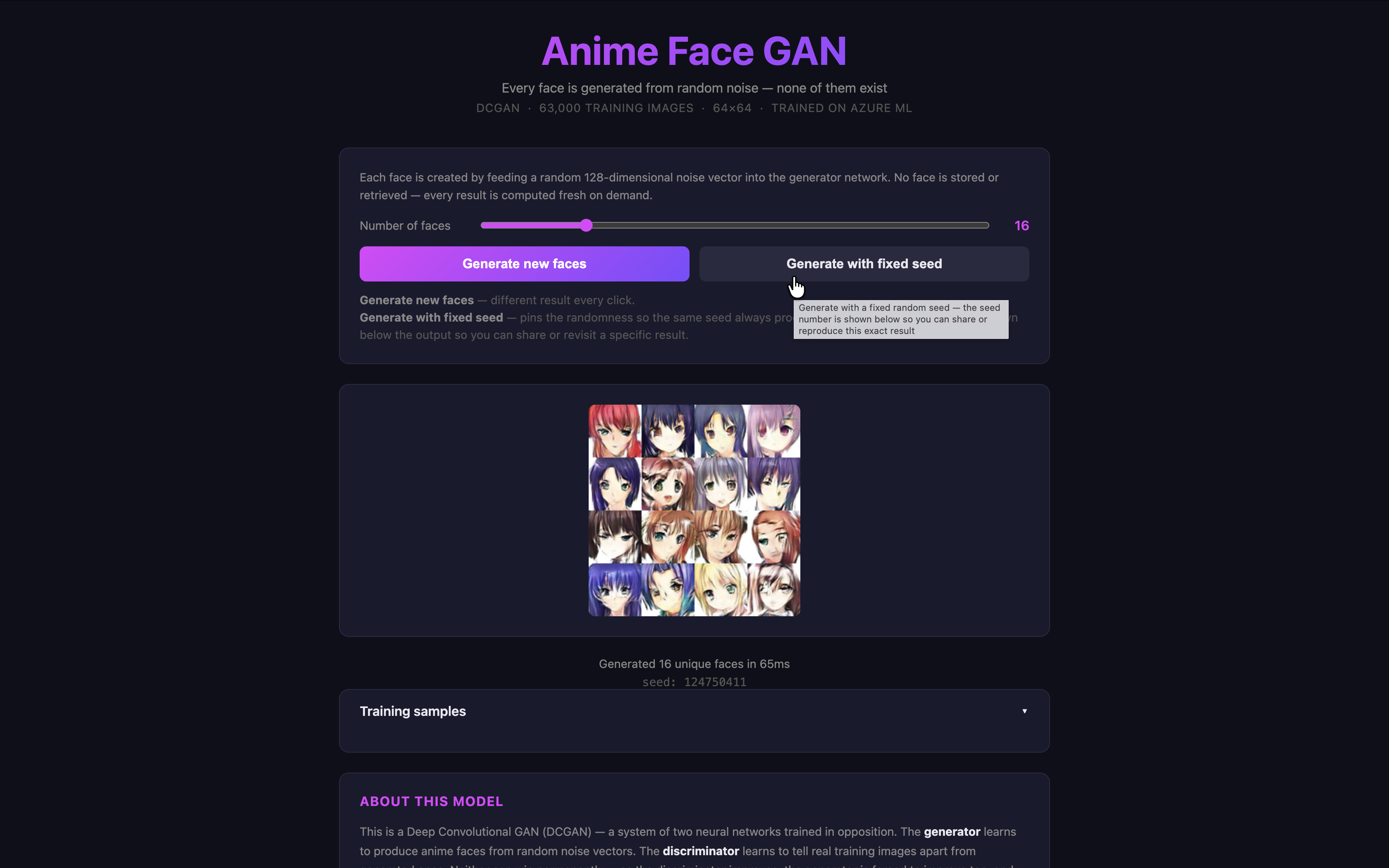 Anime Face GAN — DCGAN on 63,000 Training Images screenshot 2