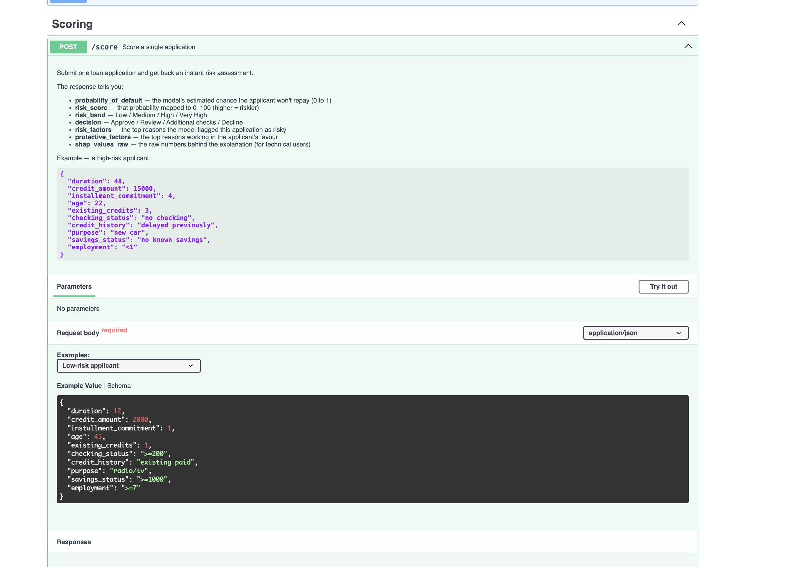 Credit Risk Scoring API screenshot 2