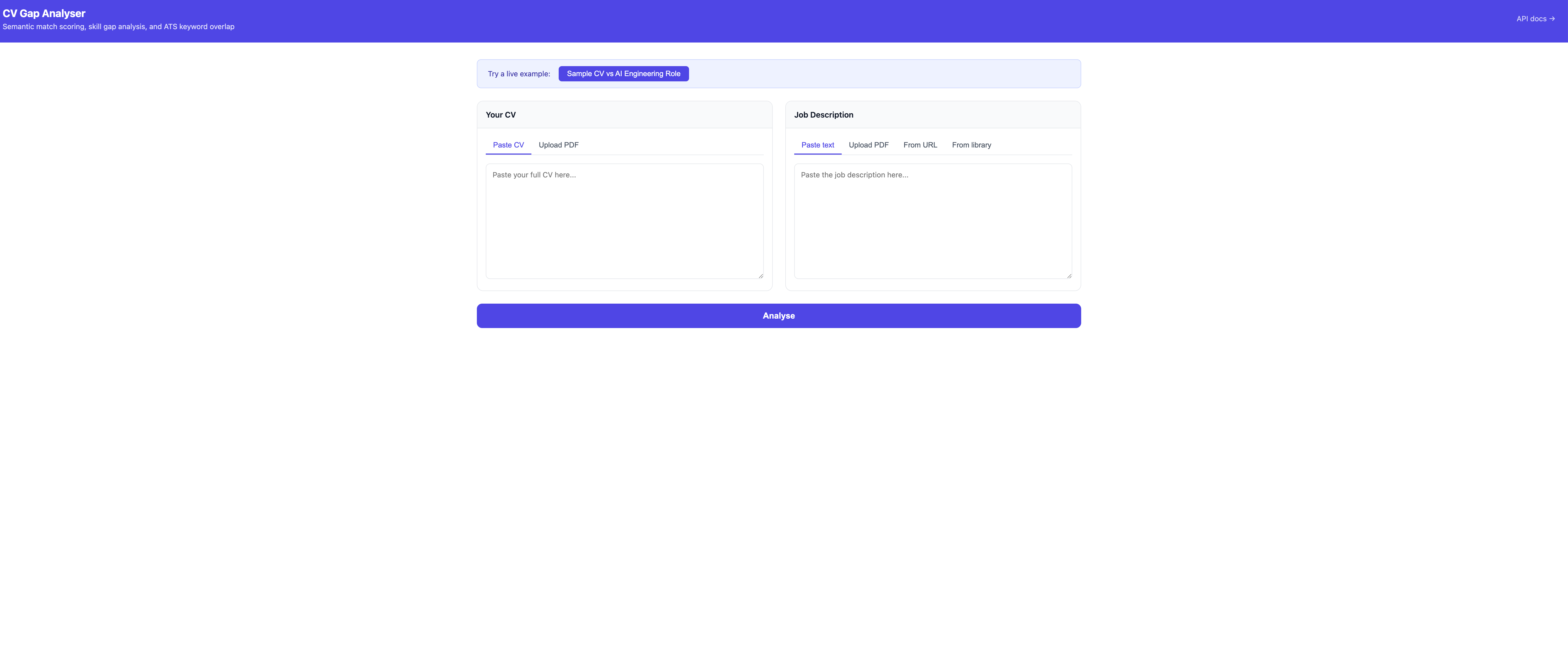 CV Gap Analyser — Semantic Job Matching with HuggingFace and Pinecone screenshot 5