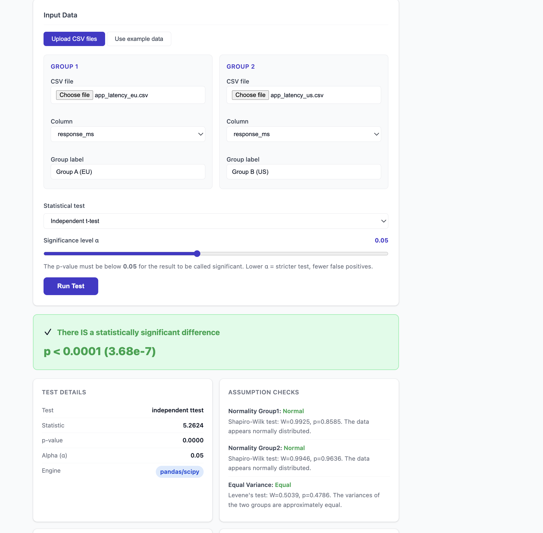 Hypothesis Testing Explorer — scipy and PySpark screenshot 6