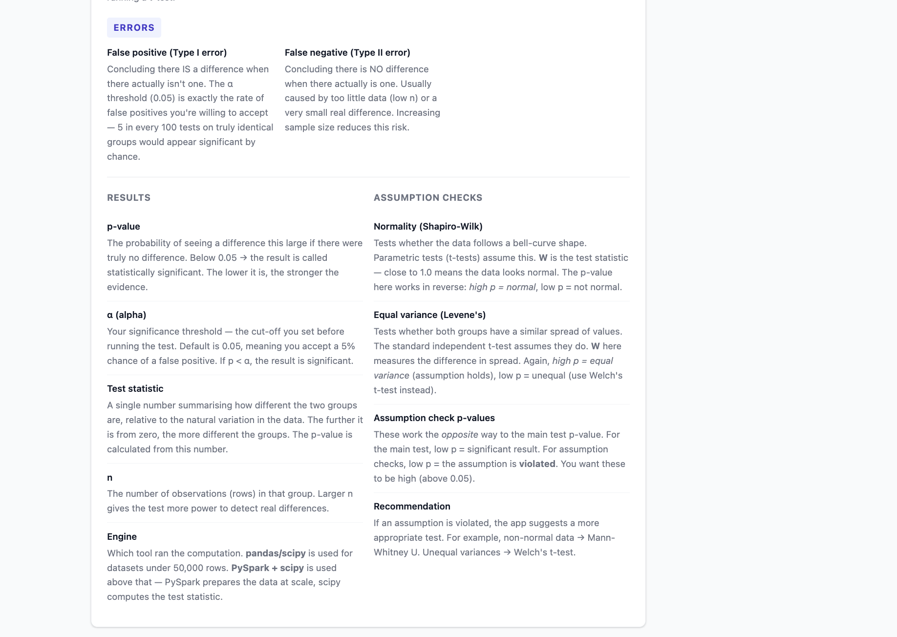 Hypothesis Testing Explorer — scipy and PySpark screenshot 8
