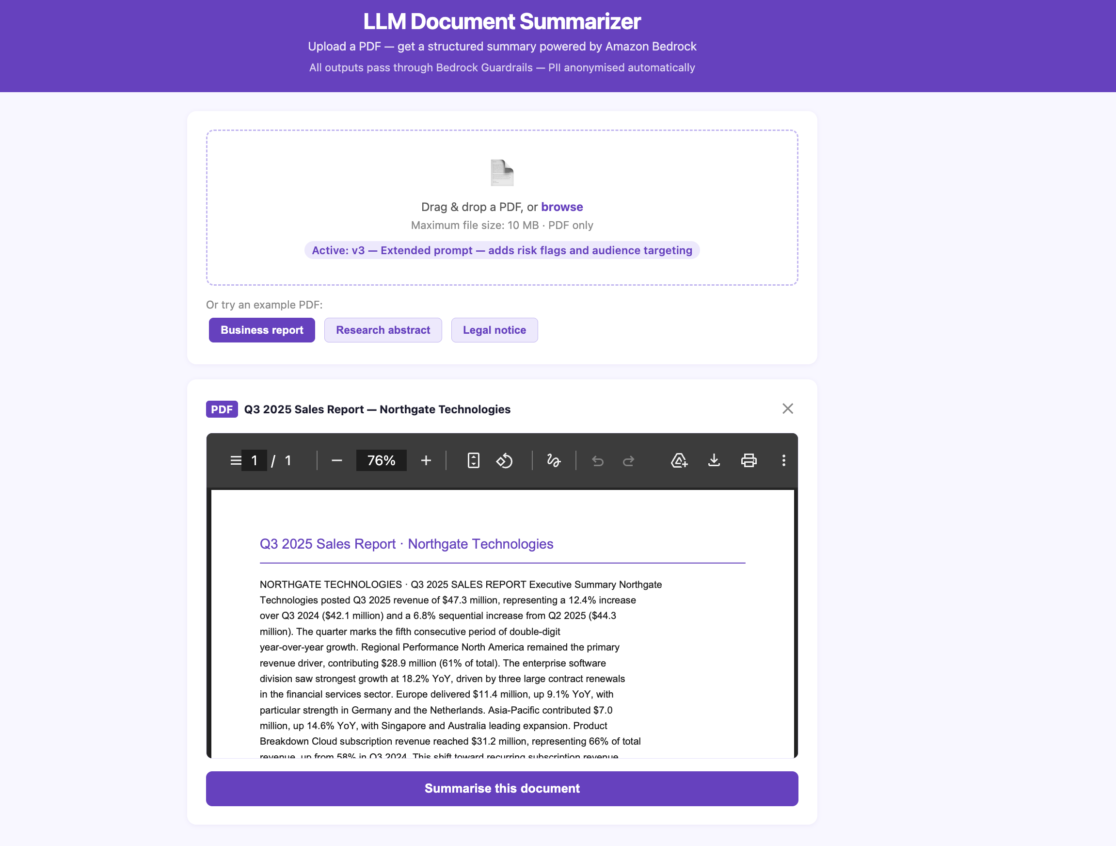 LLM Document Summarizer — LLMOps with Amazon Bedrock screenshot 2